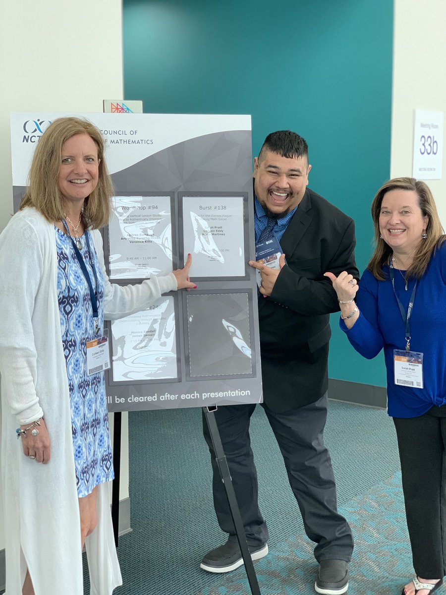 unt_drp's tweet photo. Rock Star Mr Martinez @mrmartinezmath  and his crew @EddyColleen busting up at #NCTM2019 https://t.co/QZZ06nhxun