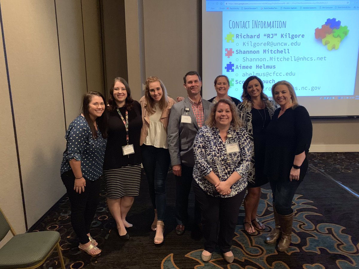 jaime_rhodes_1's tweet photo. NHCS representing at the 2019 NC-DCDT Conference!! Proud to work with this wonderful group of teachers and VR Counselors!
#ncdcdt #nctransition #nctransitionconference @askewjulie @MsMcCullough11 @joannas_souza @NewHanoverCoSch @betsatw @LaneyHSNews @NewHanoverHS @MicahBigham https://t.co/XU7w5Dgw9T