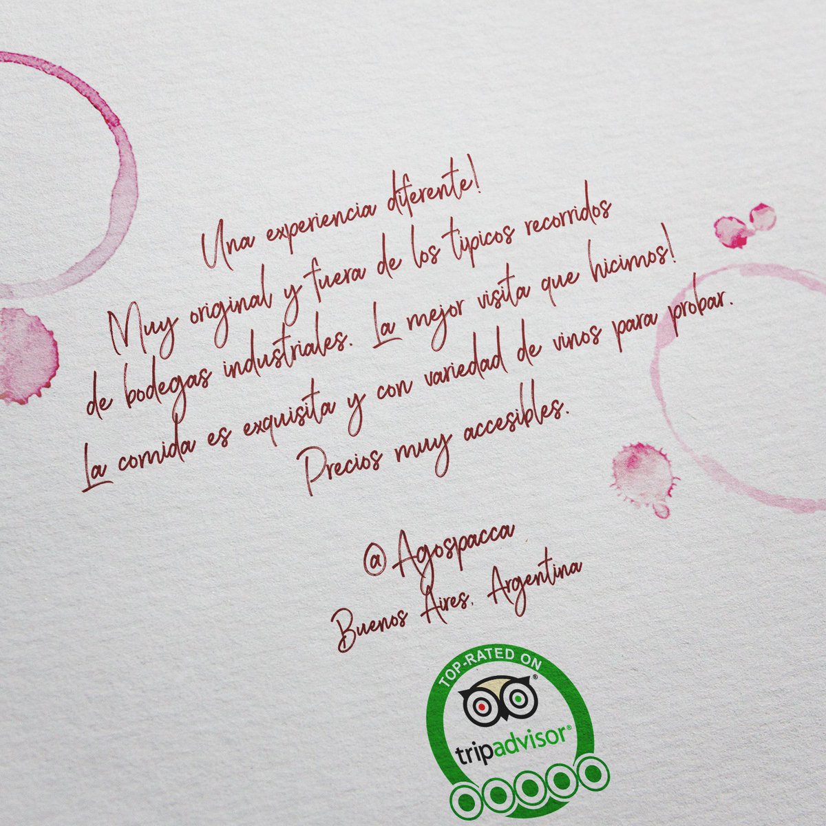 TierrasAltasOK's tweet photo. Compartimos con ustedes comentarios de las visitas a nuestra #ExperienciaMalbec: ❣🙌🏼

.
📲 Para reservar tu #ExperienciaMalbec ingresá a nuestra web https://t.co/LscahkgAjK o escribinos un mensaje! 
.
Salud #winelovers! 🍷 
.
#wine #winetour #friends #malbec #Mendoza #Argentina https://t.co/cnouWzIXps