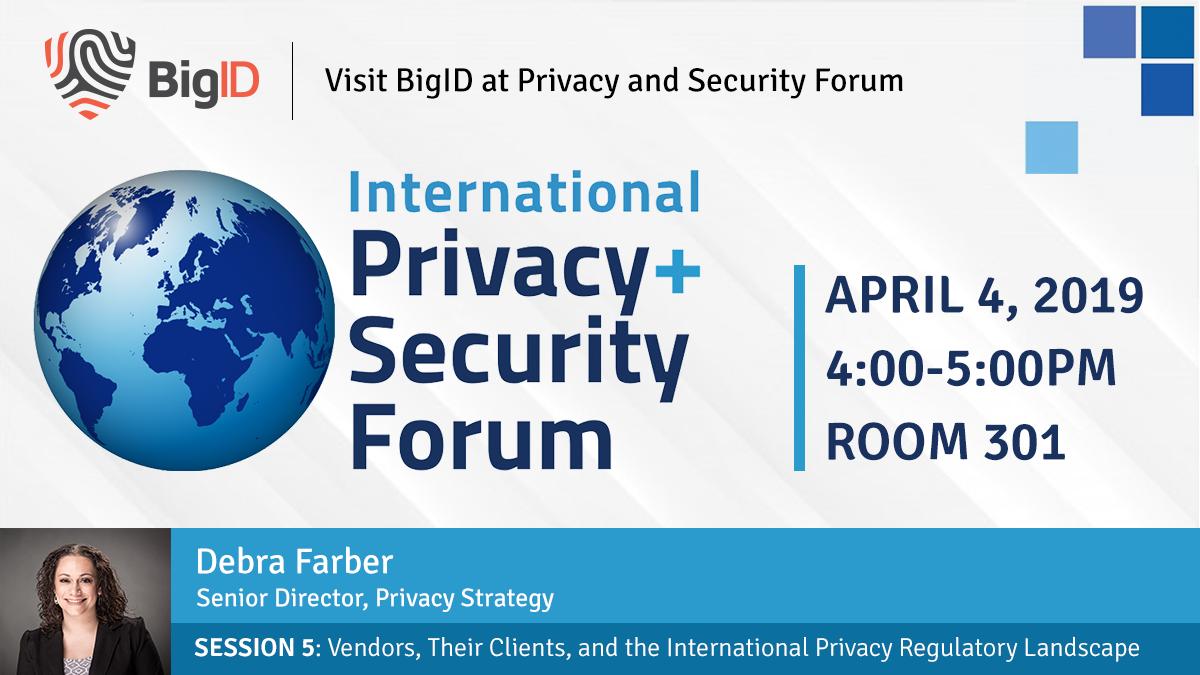 bigidsecure's tweet photo. Are you attending this year's International Privacy Security? Yes?! Don't miss our Sr. Director, Privacy Strategy, Debra Farber session on Vendors, Their Clients, and the International Privacy Regulatory Landscape #IPSF19 #privacy #gdpr #ccpa https://t.co/SCEKuEuELt @privacyguru https://t.co/ef2Nfc1rTq