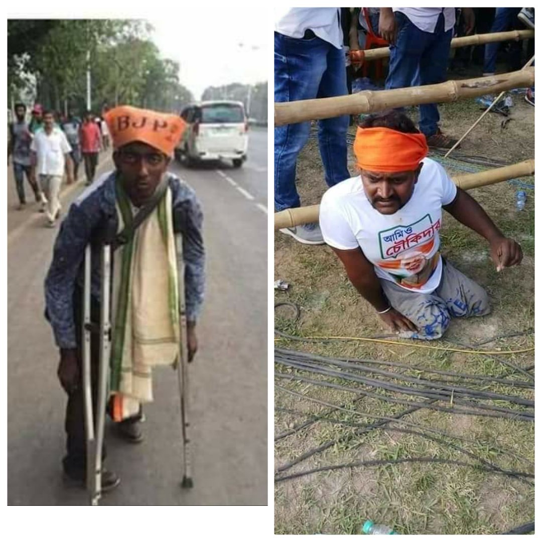 drpransh07's tweet photo. #2019AboutModiThese Divyang karyakartas of #Bengal didn't get any money or Biryani they spend money from their pocket and came to Brigade ground Kolkata just to see @narendramodi Ji , this is the love for our PM & with this love BJP will win Big in Bengal #2019AboutModi https://t.co/utCpeQp8dS