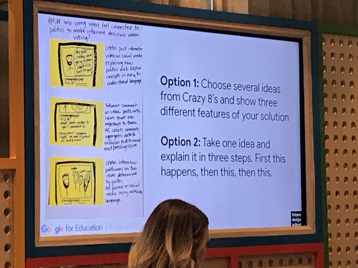 SchlieReed's tweet photo. Wonderful professional learning from @fdesignschool and @GoogleForEdu at #ForwardWisconsin as we work through the design thinking process! Love the storyboard activity #SDNBLearns @MsUhen @digitalcoach16 @Haebig https://t.co/P6zE4YHx6Y