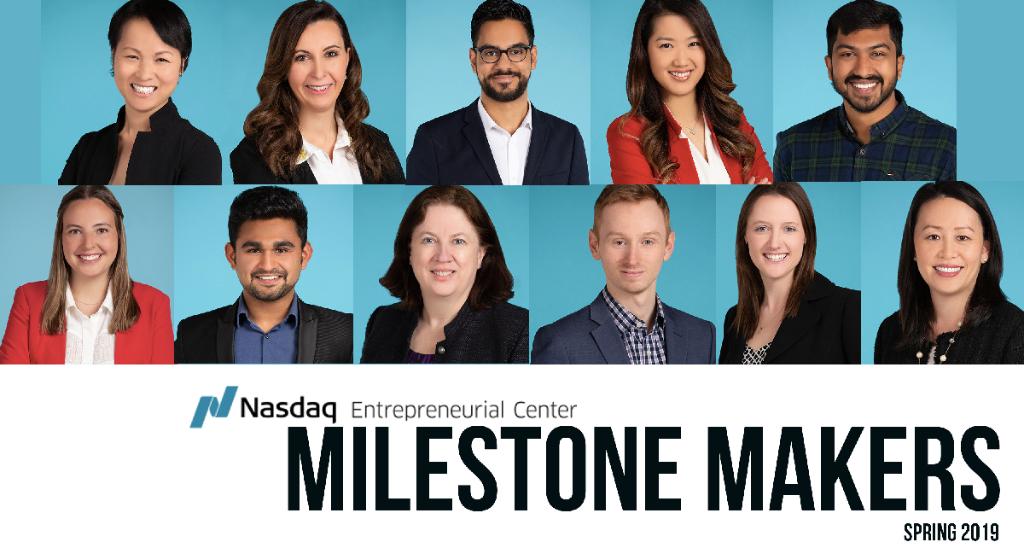 nasdaqcenter's tweet photo. Give it up for these 11 entrepreneurs  🙌👏
So thrilled to have our Milestone Makers for Spring 2019!  
Meet them all here. https://t.co/LyTLs2FaAv
#MilestoneMaker #accelerator https://t.co/pWTzAYrghT