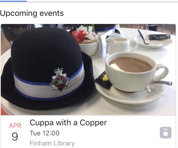 FinhamLibrary's tweet photo. #safeandsecure #communitysafety #cuppawithacopper #supportyourlibrary #covhour https://t.co/qR7rABxgBL