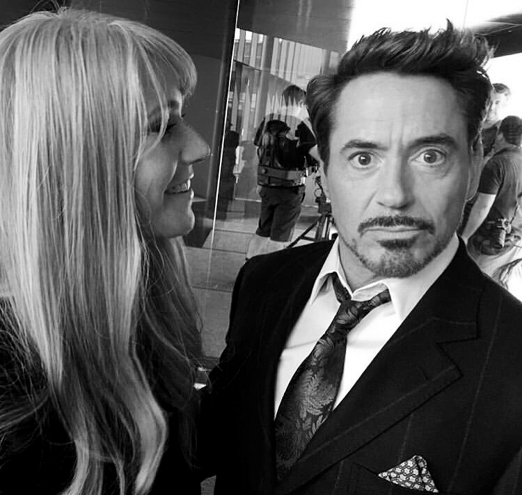 bestofpepperony's tweet photo. gwyneth paltrow and rdj being cute af on the set of spider-man: homecoming https://t.co/GoJXERwqsZ