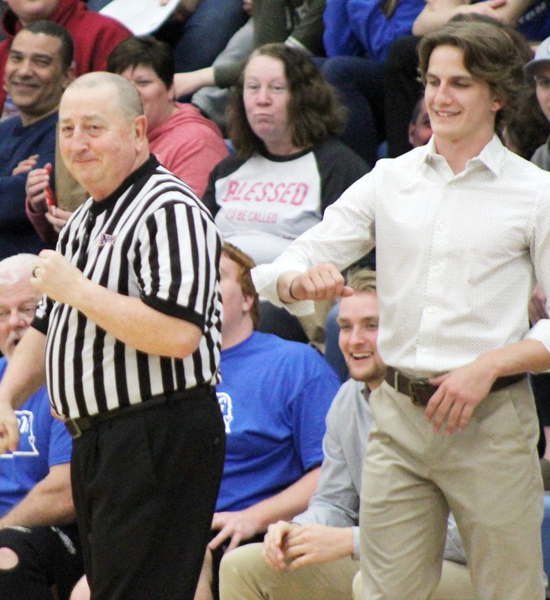 Veteran official Larry Bleach kept the crowd, players and coaches entertained throughout the evening during his time on the floor Wednesday night.