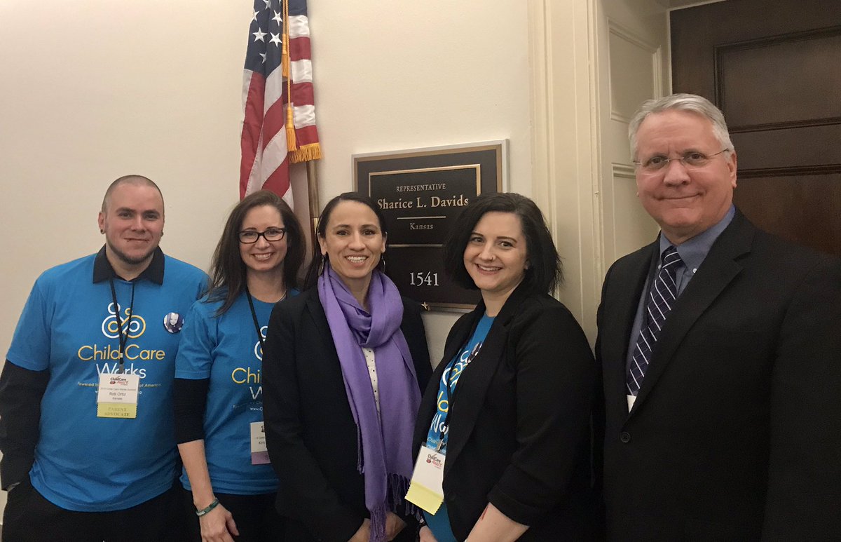 KimEPhD's tweet photo. It was a pleasure to meet @RepDavids and advocate for needed new investments in the federal Child Care & Development Block Grant! Thanks to you & Christiana for being so gracious with our Kansas team today. #CCWSummit #CCDBG #childcare @ChildCareWorks https://t.co/9zzcuGwvQw
