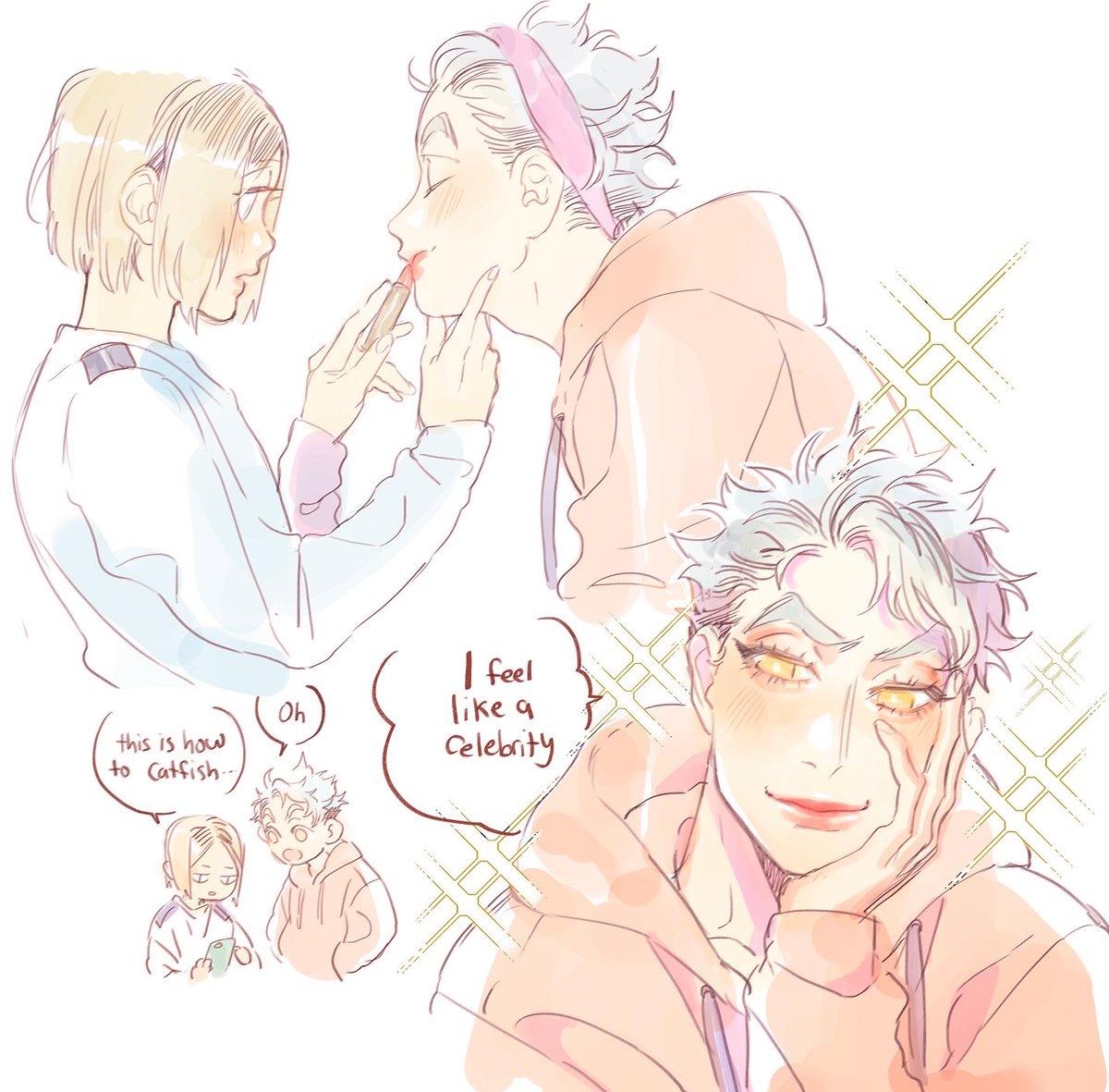 a request for Kenma doing Bokutos makeup 