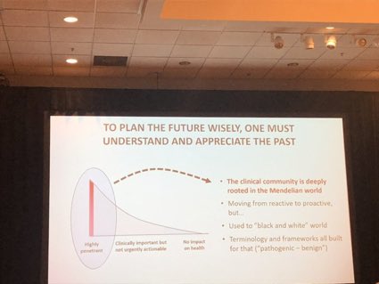 Erynnshara's tweet photo. Great talk at the GC lunch at #ACMGmtg19 from Birgit Funke from Veritas talking about the complexity of risk alleles and the importance of thinking about evaluating variants and the nuances from the lab and GC Perspective of communicating risk info to patients https://t.co/rhKlsbRNXS