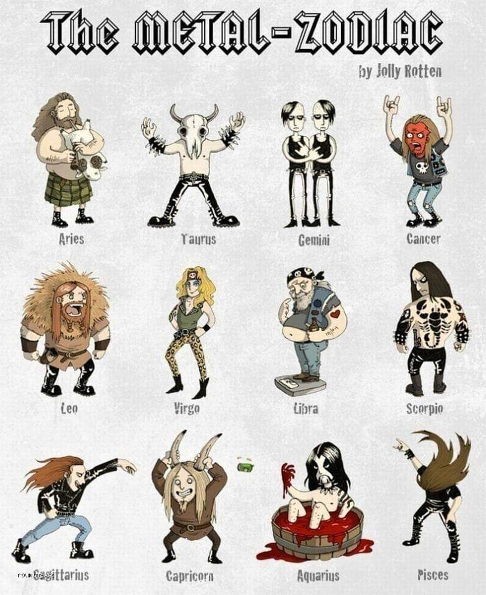 1sireneofficial's tweet photo. Just found this. Can't stop laughing. 😂Which one do you think is mine?
.
.
#astrology #astrologysigns #zodiac #zodiacsigns #metal #metalfan #meme #metalfun https://t.co/Sxy2IXzOlr