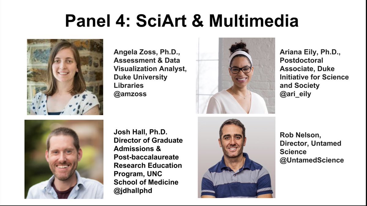 comscicontri's tweet image. Presenting the panels for Day 2 of #ComSciConTri @TheRTP ft. @leafwarbler, @aesutz, @amzoss, @UntamedScience, @jdhallphd, @ari_eily, Dr. Brian Clark, and Dr. Lindsey Haynes-Maslow #SciPol #SciArt #SciComm @ComSciCon