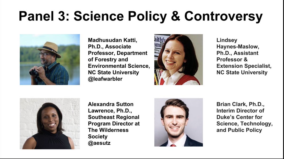 comscicontri's tweet image. Presenting the panels for Day 2 of #ComSciConTri @TheRTP ft. @leafwarbler, @aesutz, @amzoss, @UntamedScience, @jdhallphd, @ari_eily, Dr. Brian Clark, and Dr. Lindsey Haynes-Maslow #SciPol #SciArt #SciComm @ComSciCon
