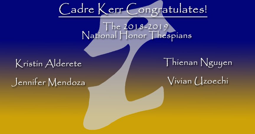 CadreKerr's tweet photo. Congratulations to Cadre Kerr’s amazing kids!! We are inducting 36 New thespians, 19 Honor Thespians, 4 National and Chayanne Cabrales will be earning International Honor Thespian!! #aliefproud #aliefkerr #alieffinearts #cadrekerr https://t.co/WHlacN1mXZ