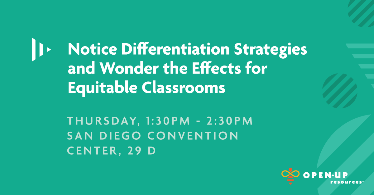 30 minutes left until our #NCTM19 session!

"Notice Differentiation Strategies and Wonder the Effects for Equitable Classrooms"
@ the San Diego Convention Center, 29 D
Led by <a href="/TammyBaumann4/">Tammy Baumann</a> &amp; <a href="/GitaDev321/">Gita Dev</a>

#NCTM2019 #NCTMSD2019