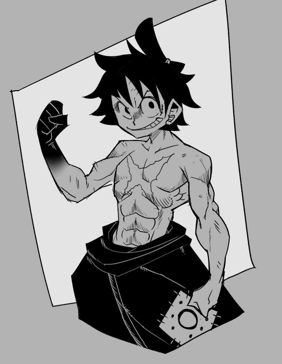 Luffy sketch between working on commissions 