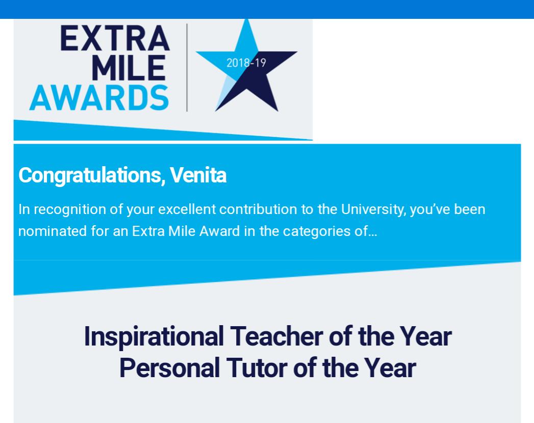 Feeling very blessed. Big thank you to those who nominated me for these categories! #BCUExtraMile #feelingblessed