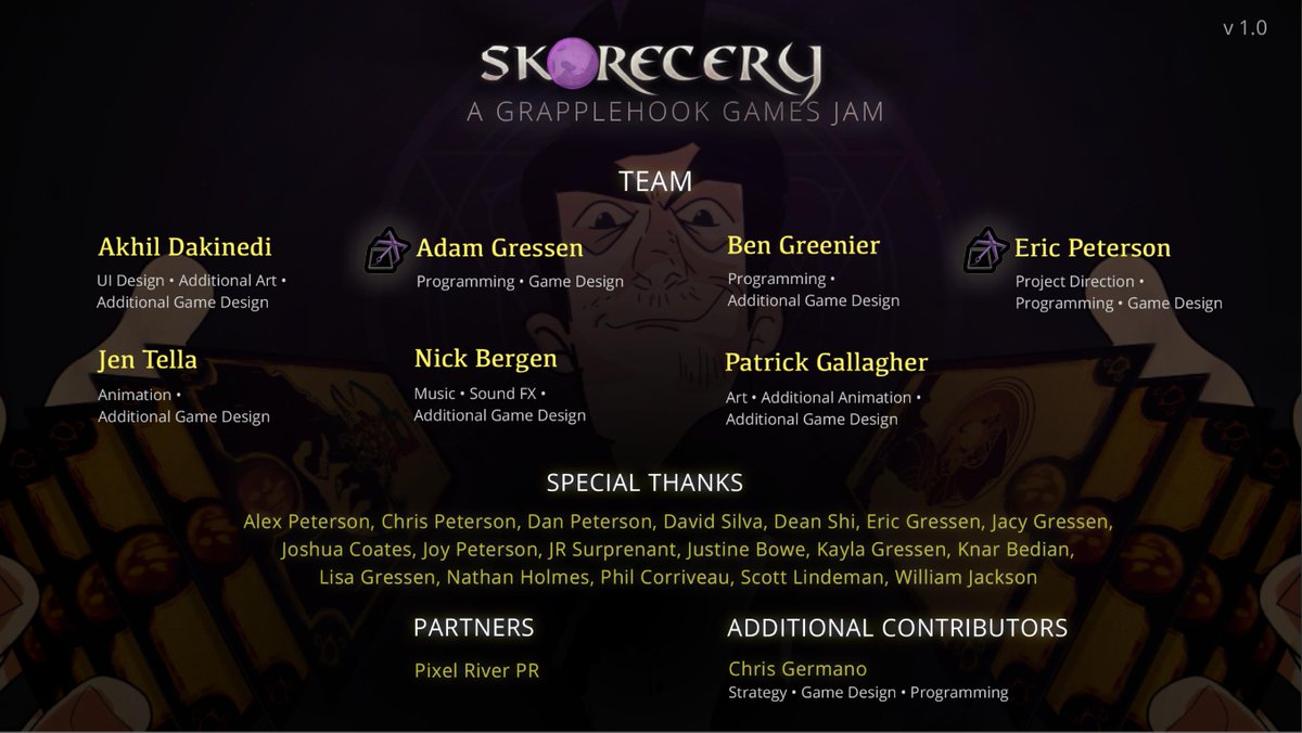 teamgrapplehook's tweet image. Today @skorecery launched on #PS4 and it would not have been possible without the work and dedication of the these fine folks.
It was a long road, but now #Skorecery exists for people to enjoy and that's dope.
Grab some friends and check out our little #LocalMultiplayer jam.