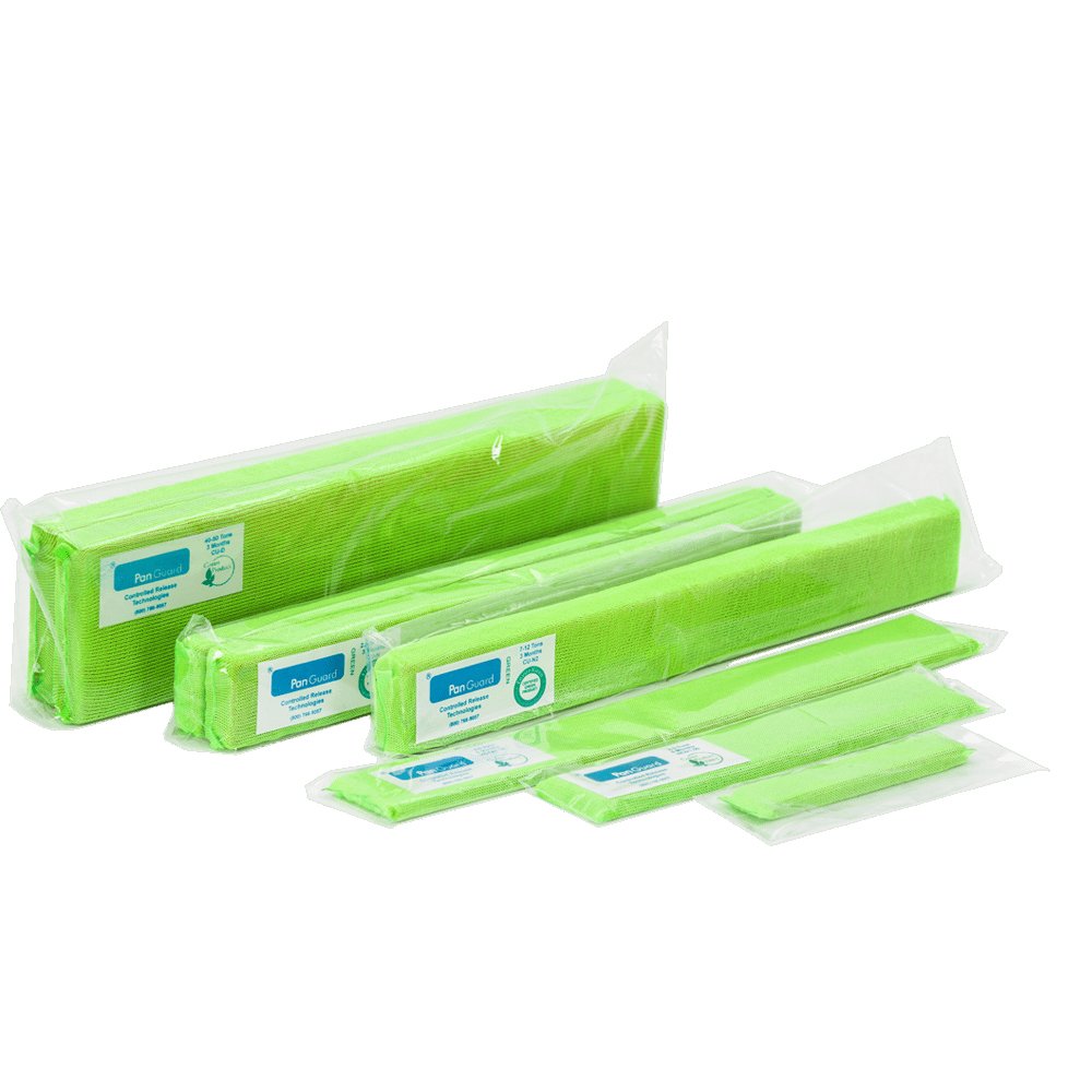 CleanAC's tweet photo. The first timed-release products for cleaning and treating drain pans. PanGuard #HVAC drain pan cleaner is a polymer strip covered in bright green fabric, symbolic of its green certification. 

Shop Now: https://t.co/EYUC7ZMkDG https://t.co/m3Pz7gRz5Y