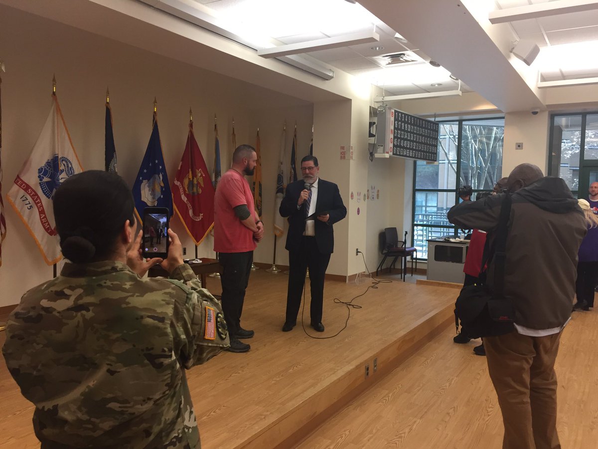 TheNextPGH's tweet photo. Today, Mayor @billpeduto delivered a @CityPGH Proclamation to Army veteran Eli Smith (@4cornershike). He’s raising awareness to fight PTSD &amp; veteran suicide. His mission is to walk to the 4 corners of the U.S. His 2019 leg is 4800 miles &amp; 18 states. Learn: https://t.co/NkJHp7l4MW https://t.co/ErsFukiJBu