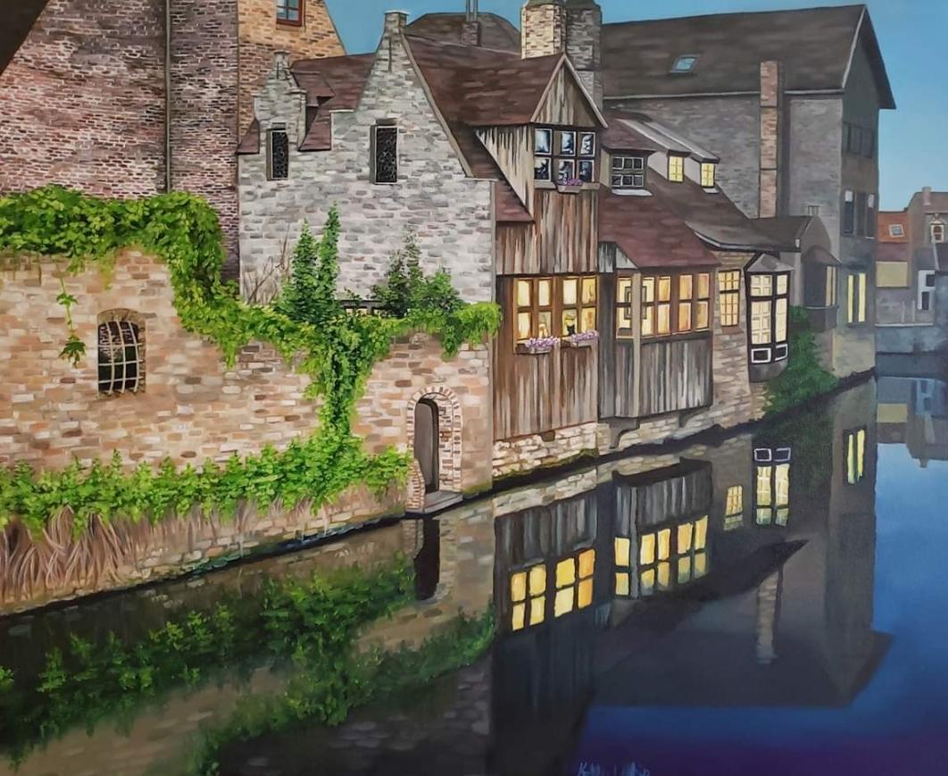 KellyUfkin's tweet photo. The second Bruges painting in the series!  #oilpainting #artcollection #artcollector #art #artist #europe #travel #water #Belgium #evening #fineart #artgallery #creatives #ArtLovers #artistsontwitter #landscape #landscapepainting https://t.co/dTOaOFDaJM