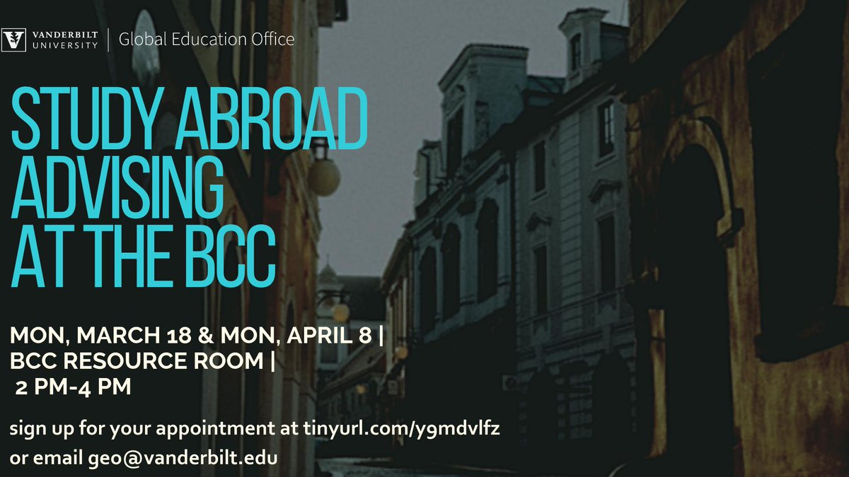 GEOVanderbilt's tweet photo. Interested in #studyabroad but can't make it to our HQ at the Student Life Center? Come to our pop-up advising hours at the @bishopjbcc7 on Monday between 2 and 4pm in the Resource Room. Secure an appointment at https://t.co/Pyrm7XYE66 or drop by! #anchordownabroad https://t.co/FyswpwwYdk