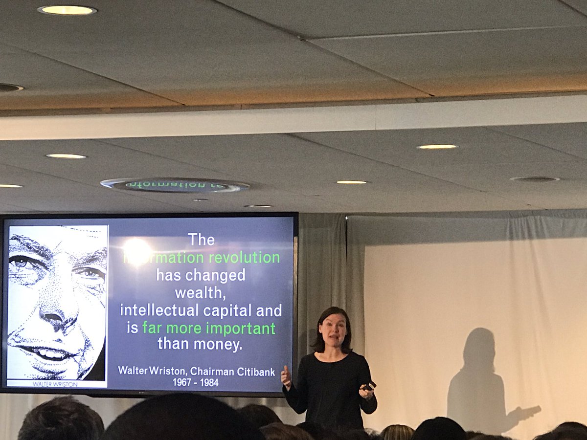 Professor Biller in session. <a href="/sarah_biller/">Sarah Biller</a> giving the <a href="/FinTechSandbox/">FinTechSandbox</a> audience a primer on #fintech titans through history