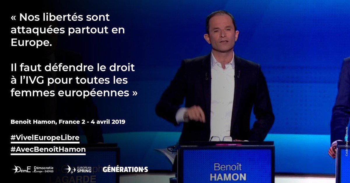 GenerationsMvt's tweet image. Le #PrintempsEuropeen défend le droit à l’IVG pour toutes en Europe. #ViveLEuropeLibre #AvecBenoitHamon #LEmissionpolitique