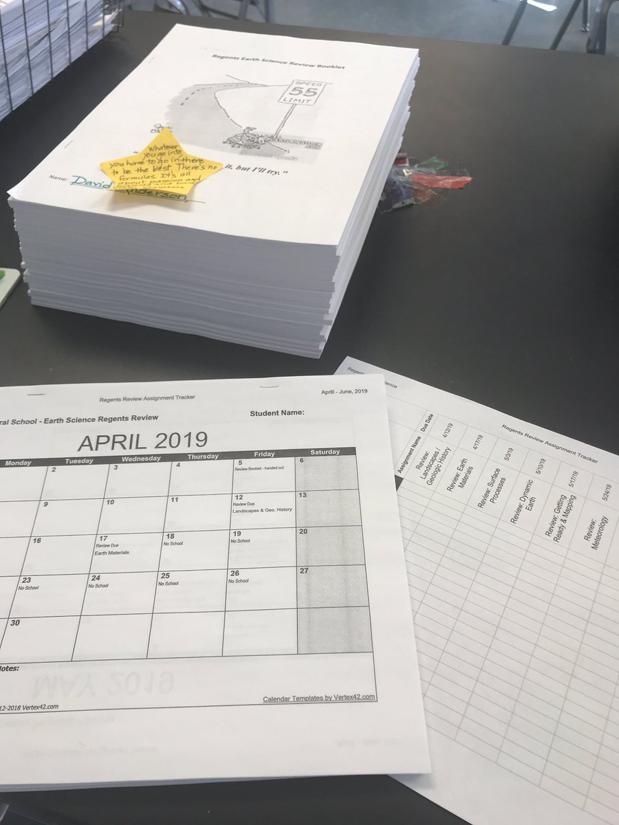 Fourth marking period is nearly upon us... and for students taking their first NYS Regents exam, that means a thick review packet, calendar and checklist to feed their brains, and a personalized motivational quote to feed their souls!
