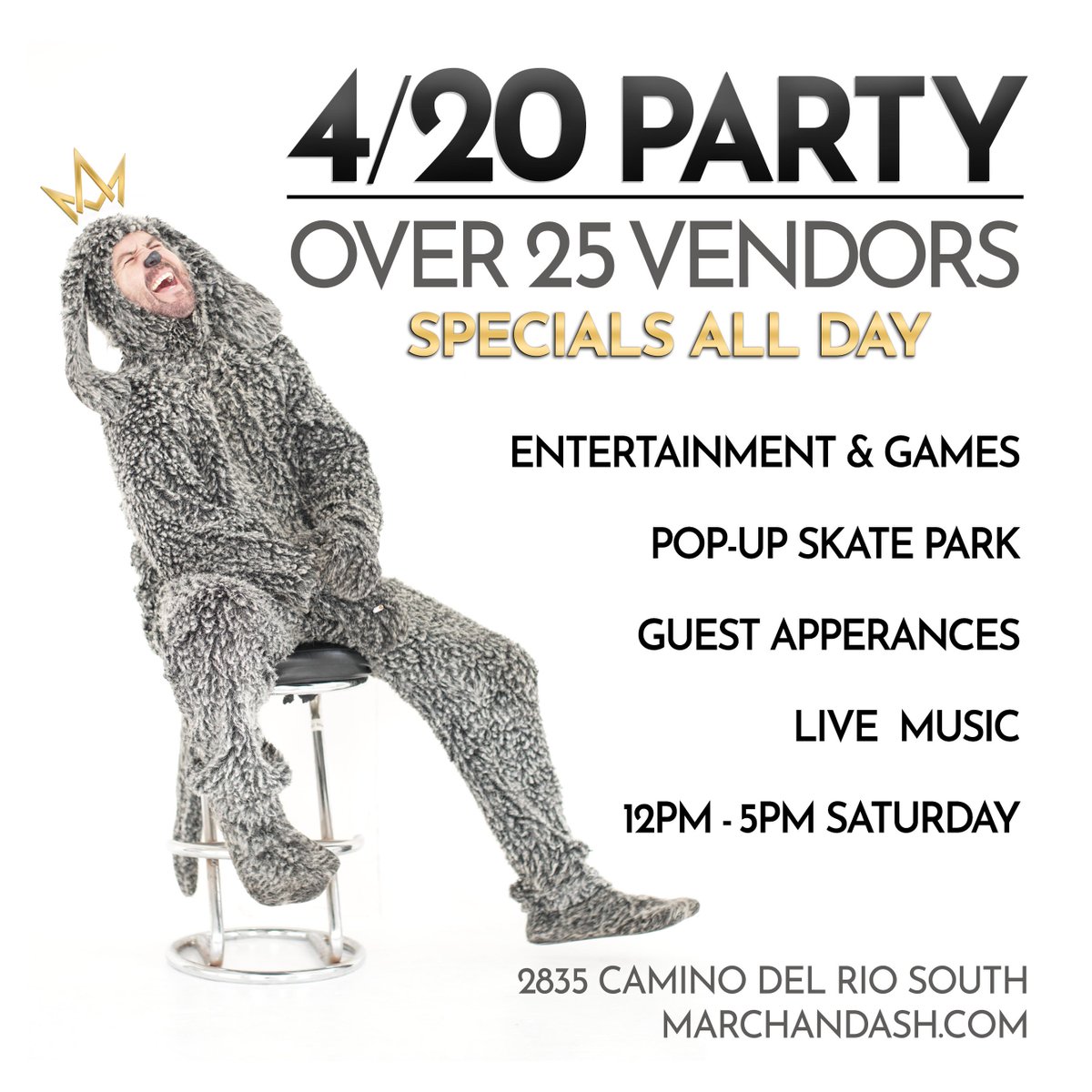 MarchandAshCan's tweet photo. You know it's going to be a great day when 4/20 lands on a Saturday! Stop by March and Ash on April 20th to meet @WilfredFXX, listen to live music, enjoy games and entertainment, and take advantage of over 25 in-store specials! https://t.co/d95jF2P03i