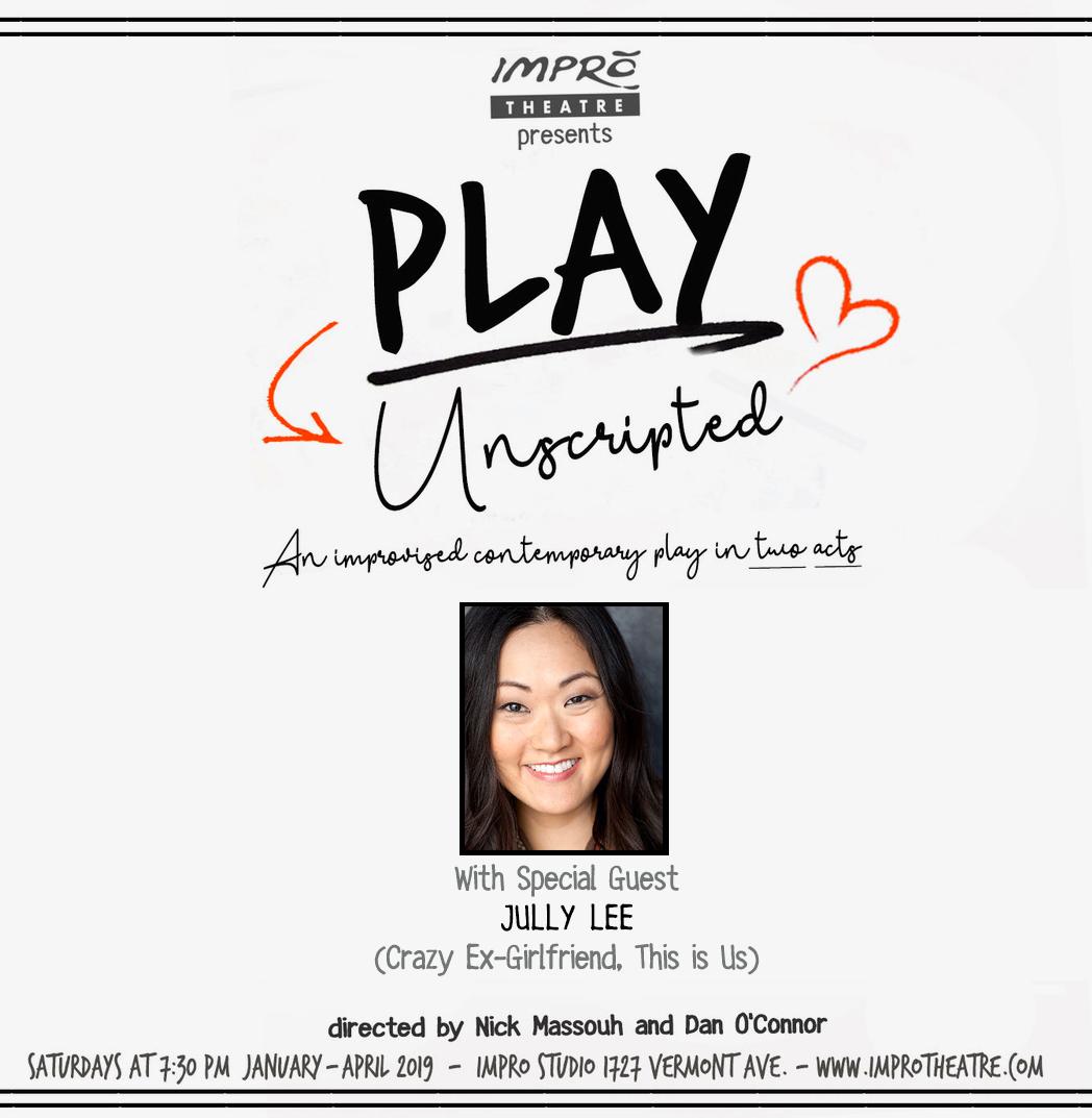 This Saturday at 7:30PM, join us for an evening of Theatre on the Verge with "Play UnScripted: Death &amp; Taxes" at <a href="/ImproStudioThtr/">Impro Studio</a>!
This week's Special Guest: <a href="/jullylee/">Jully Lee</a>

For tickets and more information: ow.ly/C5bB50p55IJ
#LAThtr #Improv #SaturdayNight