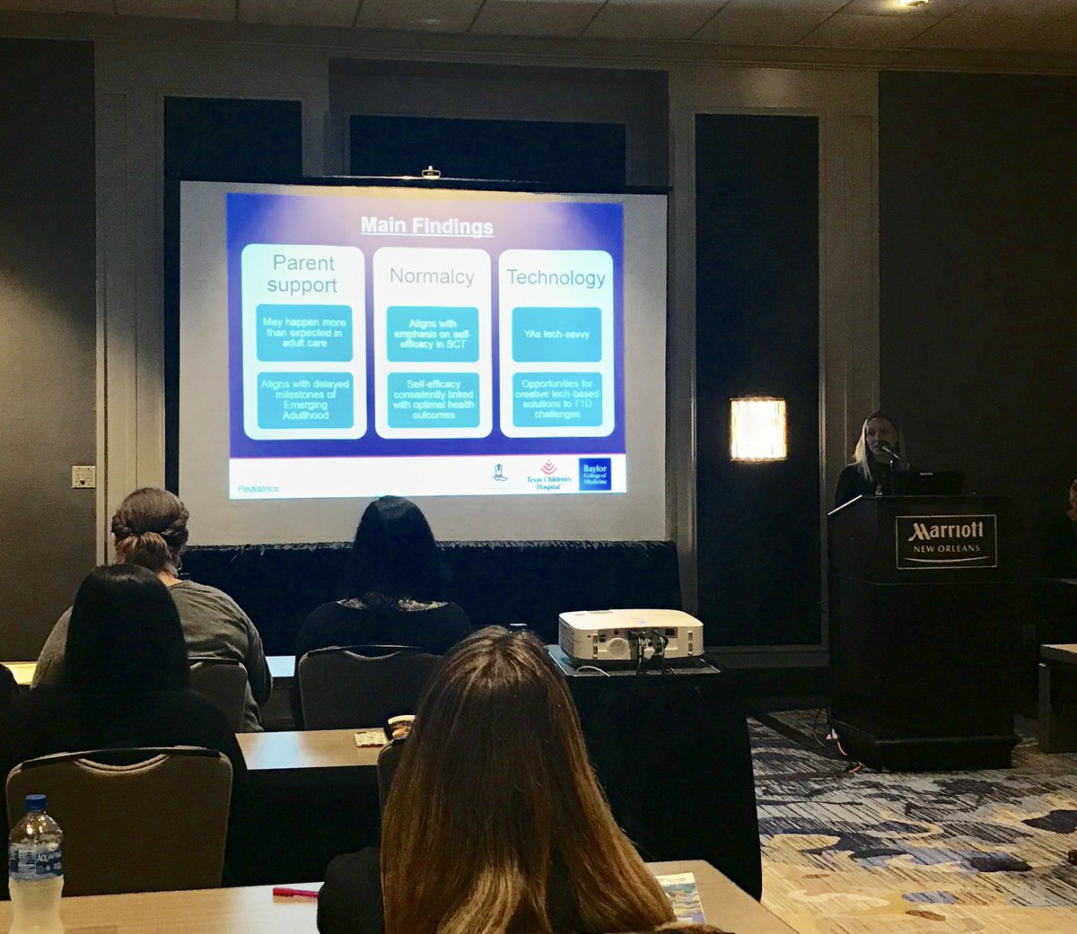 Social support, normalcy, and technology are key protective factors for young adults with T1D. Thanks Kyleigh Skedgell and @mhill226 sharing this important work at #SPPAC2019!