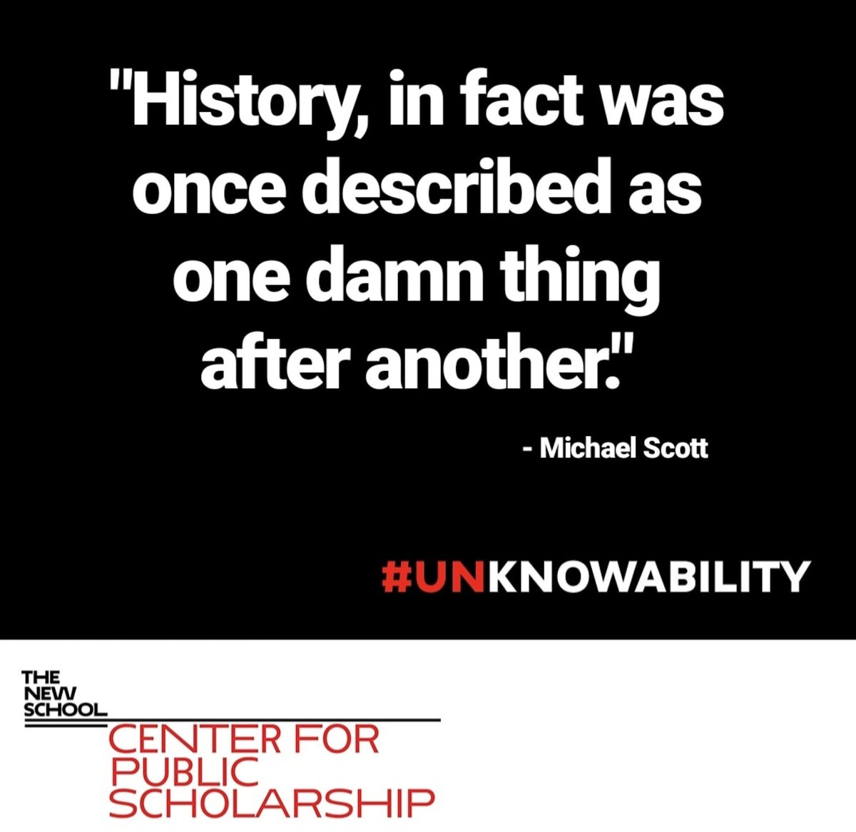 NewSchoolCPS's tweet image. @profmcscott on the changing sense of cultural evolution compared to that of the ancients and of how experts have reacted to fill the unknown voids in our history over the centuries. #Unknowability #UnknowabilityConference