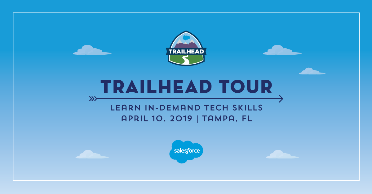 srwestbrook's tweet photo. #TrailheadTours are heating up, with our next stop in #Tampa. If you're looking for a career in tech, this is a great place to start. Everyone that goes will get hands-on with @trailhead and learn about the careers you can have in the @salesforce ecosystem. https://t.co/NuHCQjhMl6