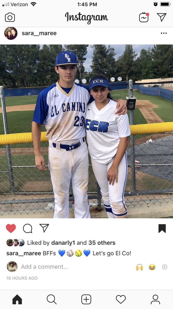 HectorH34420392's tweet photo. ECR’s 1-2 punch and cousins. Junior DH/1B #23 Steven Hernandez @StevenH23ECR and Junior SS #11 Angelique Munoz. #ecrbaseball #ecrsoftball #cousins #bffgoals https://t.co/7NXFpWhF9e