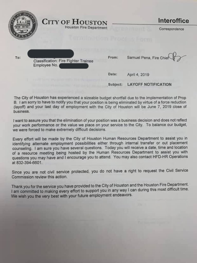 cjblain10's tweet image. Was just sent this. Lay-off notifications going out to fire fighter trainees according to this.