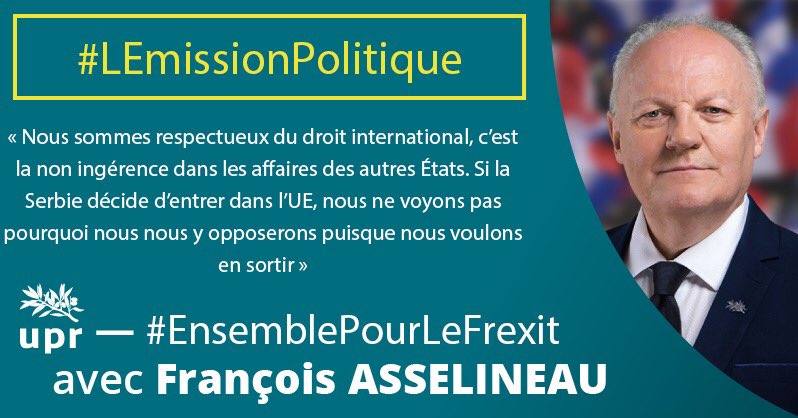 uprtvfa's tweet photo. #LEmissionPolitique #EnsemblepourleFrexit #UPR #Frexit #Européennes2019 #Asselineau https://t.co/ut3CxfZyuE