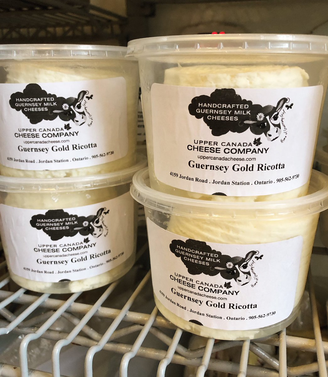 UpperCanadaChse's tweet photo. All of our artisanal cheeses are made handmade on property, and with love! Especially our favourite ricotta- made from 100% Guernsey Girl milk! This cheese is perfect for baking and cooking- as well as a light treat! Come pick some up, the next time you’re in our shop 😉 https://t.co/xkOK4beW3W