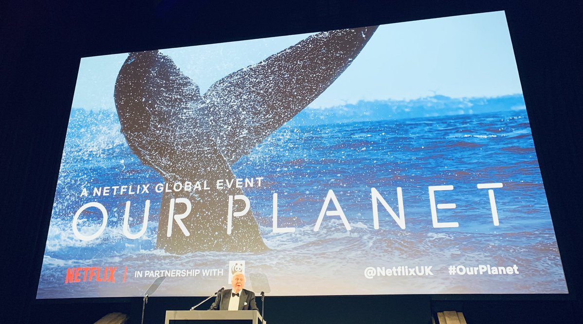 “The choices we make in the next 20 years will determine our planet for thousands of years”. Sir David Attenborough at the world premiere of #OurPlanet. A very special evening.