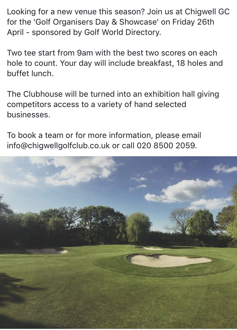 GlobalClubhouse's tweet photo. Can’t wait for this event @ChigwellGC 

Proud to be sponsoring and still a few places left for teams of 3 or 4 

Contact Chigwell Golf Club! 
Look forward to seeing you there! 🏌🏼‍♂️🏌🏼‍♀️ https://t.co/JeLT3wZEFx