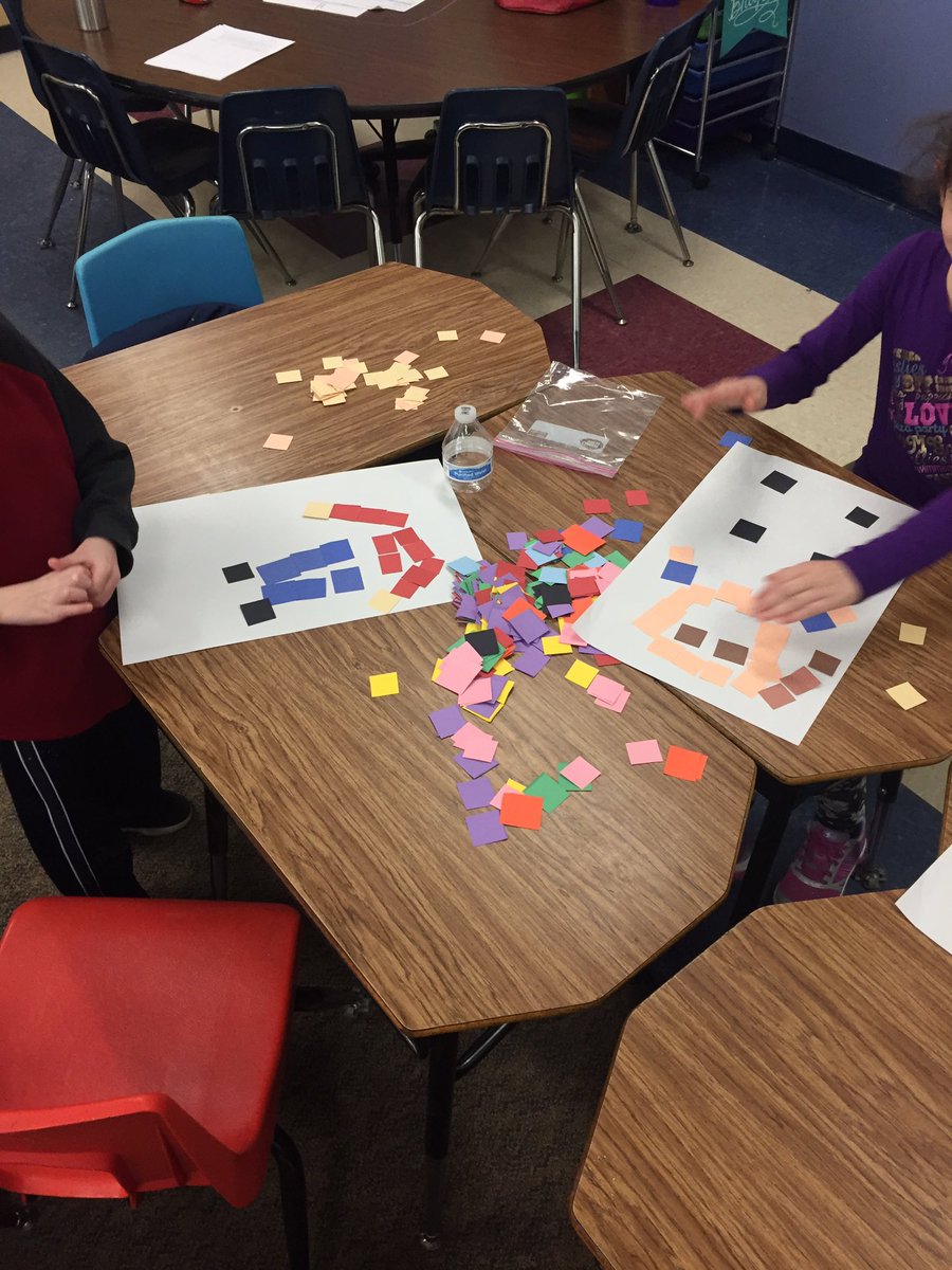JennyTinelli's tweet photo. Making mosaic self-portraits to explore area, “I am ____square inches!” #thirdgrademath #tvbears #inspiresuccesstogether https://t.co/xYEAQTKOLi