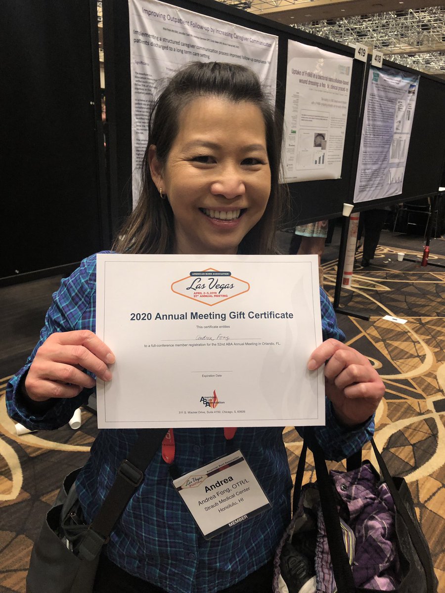 dreaminofjeanni's tweet photo. Congratulations to the Amazing OT Drea ..looks like she will be representing #straubmedicalcenter #Hawaii Burn Center at #ABA52 in FL #ABA51 https://t.co/XSGkzs45ad