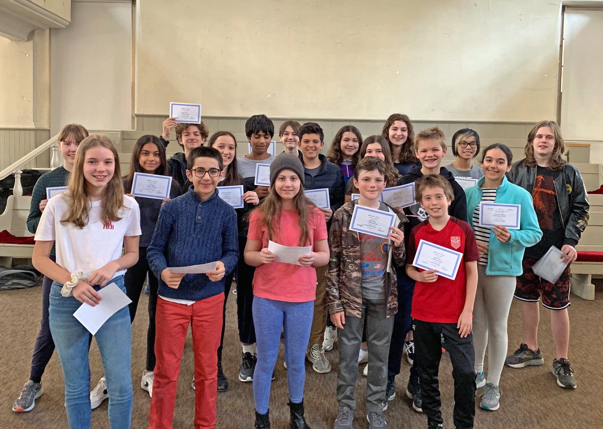 In February, thousands of students across NY State participated in the New York Math League competition, including students from Friends. Today students in Grades 6, 7, and 8 were recognized for their outstanding achievement in the New York Math League. Congratulations to all!