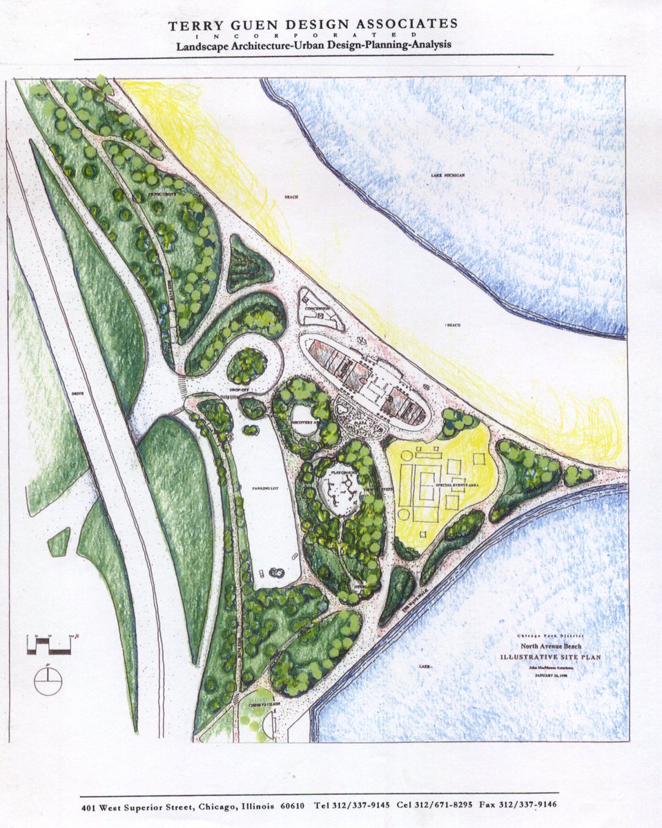 TGDAinc's tweet photo. As part of our anniversary celebration, we are sharing sketches from the archives. This as-built plan drawing of The North Avenue Beach is from 2005.  For 20 years TGDA has been turning drawings into places. #tgda #designforlife #northavenuebeach #WLAM2019 https://t.co/bVAY5sDymC