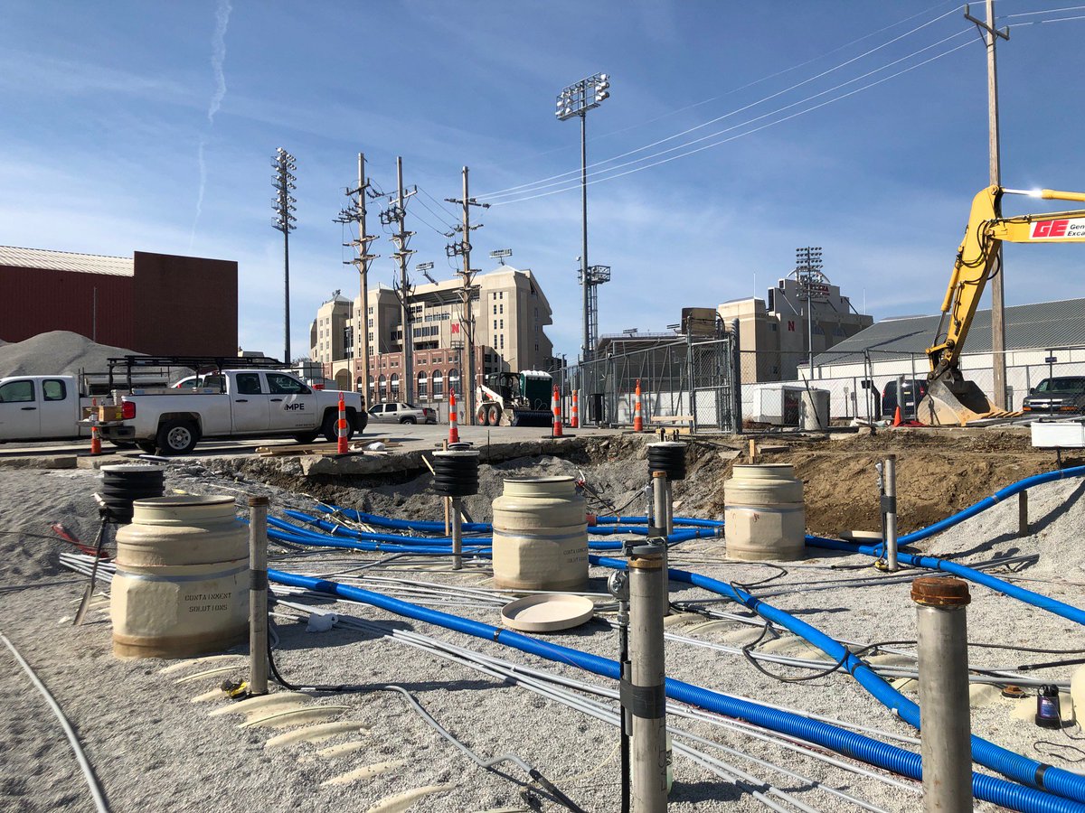 mwpetroleum's tweet photo. The MPE team is finishing up a project on the UNL campus installing 3-30,000 gallon fiberglass underground storage tanks and commercial fueling system with a very nice backdrop! Thanks to our partners General Excavating and Olsson Associates! https://t.co/JIemBmdsIM