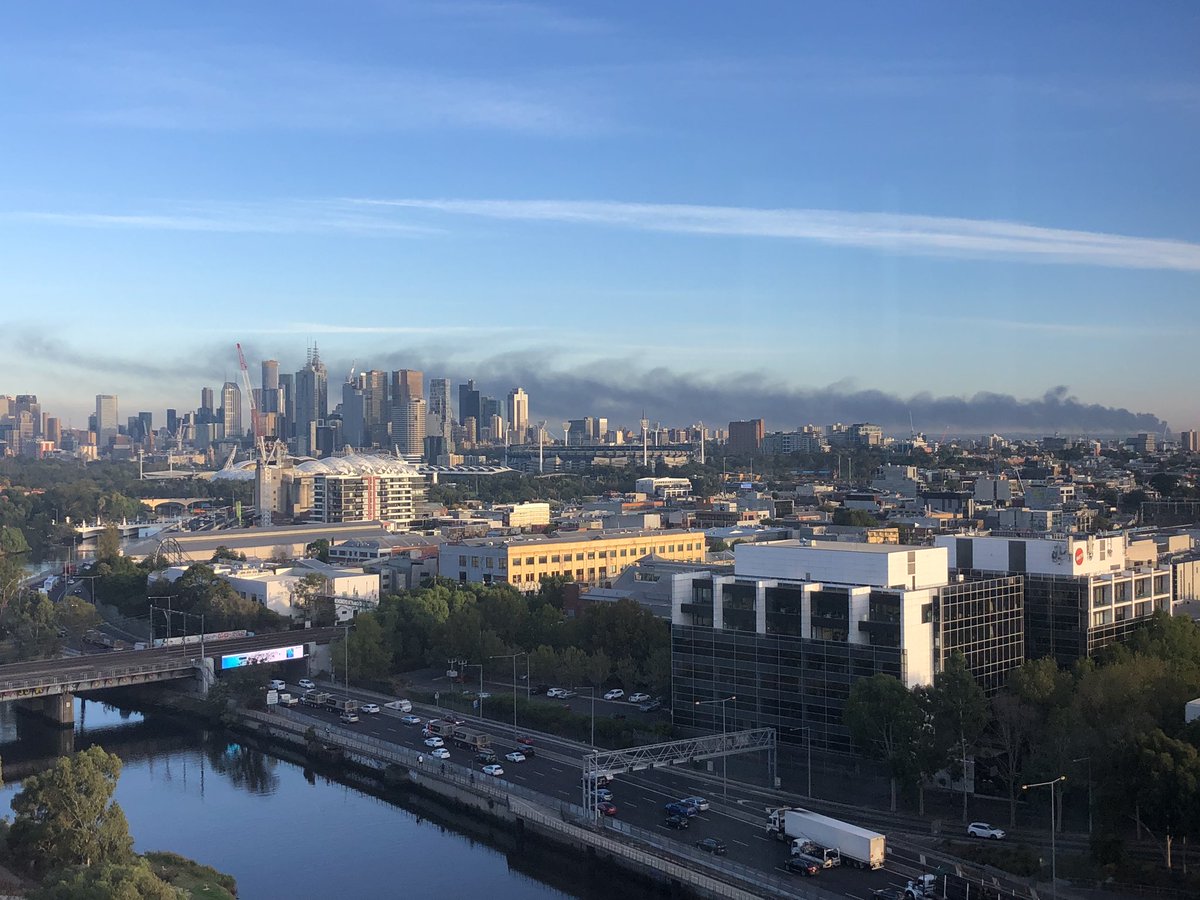 SecretsAgent's tweet image. campbellfield fire smoke over Melbourne skyline @theheraldsun