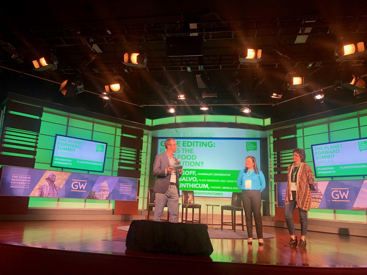 InnovatureNow's tweet photo. Engaging discussion today with Paula Linthicum and @StellaSalvo1 discussing "Gene Editing: Is This The Next Food Revolution?" at #PlanetFwd hosted by @GWtweets. #PFSummit19 https://t.co/MPiD7AhuZF