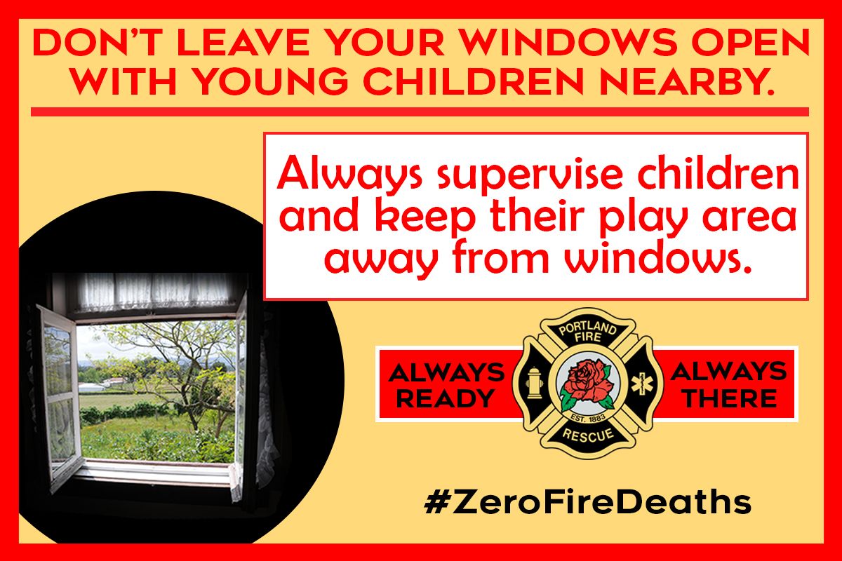 PDXFire's tweet image. We all love fresh air, but it&apos;s important to safety guard your windows so children don&apos;t fall out of them. All it takes is a few seconds for a tragedy to occur. #WindowSafetyWeek