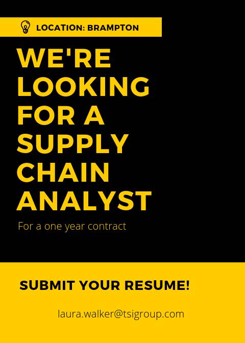 JOB VACANCY!
Our client in Brampton is #hiring for Supply Chain Analyst! 
Send your resume to laura.walker@tsigroup.com

@CityBrampton 
@citymississauga 
@eluta_jobs 
@_SocialMediaJob 

#Job 
#Brampton
#Recruiting
#SupplyChain 
#JobVacancy
#HumanResources 
#SupplyChainAnalyst
