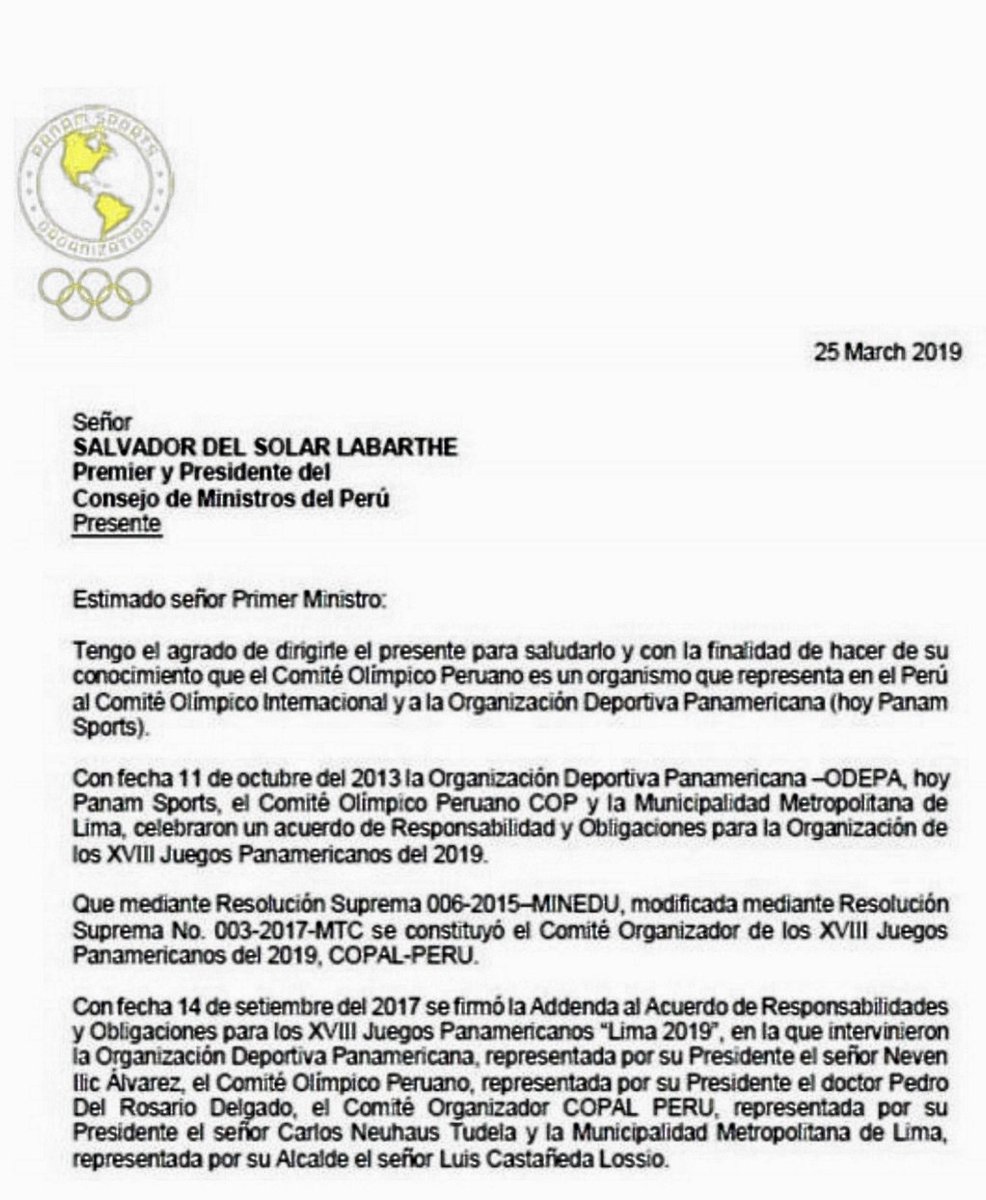 deporte_peruano's tweet photo. Panam Sports warns Peruvian government concerning the risks on the realization of Panamerican Games / Panam Sports advierte al gobierno peruano sobre los riesgos en la realización de los Juegos Panamericanos. https://t.co/hSad16DkX7