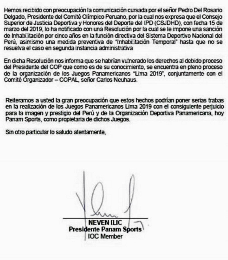 deporte_peruano's tweet photo. Panam Sports warns Peruvian government concerning the risks on the realization of Panamerican Games / Panam Sports advierte al gobierno peruano sobre los riesgos en la realización de los Juegos Panamericanos. https://t.co/hSad16DkX7